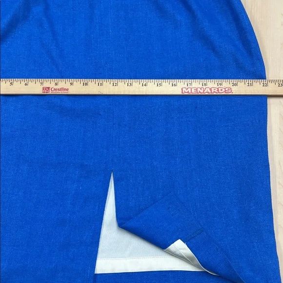 90s Vintage Cricketeer Bright Blue Classic Tweed Lined Pencil Skirt 14 - Picture 7 of 7